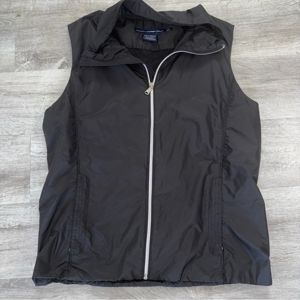 Ralph Lauren POLO GOLF Vest Womens S/P Black Water Repellent Full Zip
